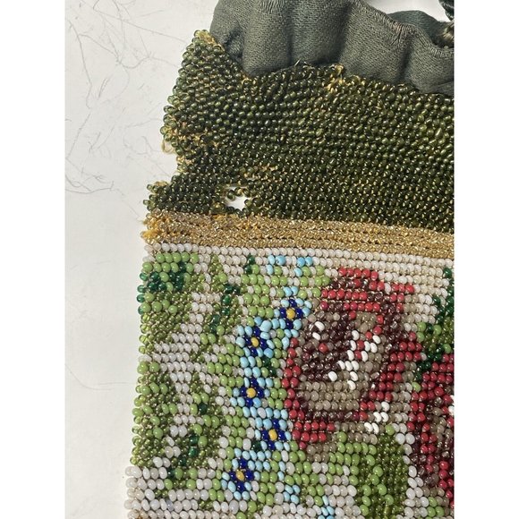 Antique Victorian Drawstring Beaded Purse 19th C. Art Nouveau Bag Glass - Picture 10 of 16